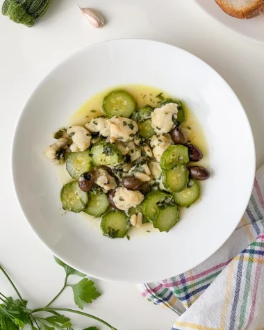A quick and simple Ligurian recipe: monkfish (rana pescatrice) with zucchini.