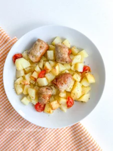 potatoes with sausages cooked in oven