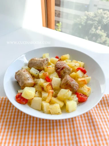 potatoes with sausages cooked in oven